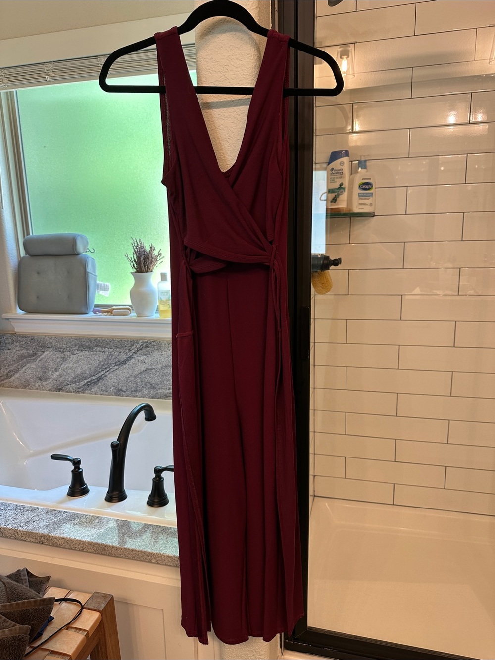 Sleeveless Wrap Jumpsuit in Deep Wine